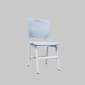Light Blue Single Chair With Breathable Backrest And White Metal Frame 3d model