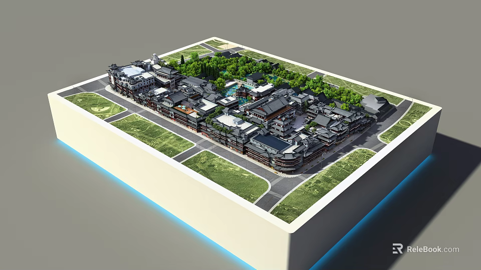 Elegant 3D Model Display Of Luxury Jewelry Store In Architectural Complex With Green Areas 3d model 
