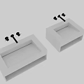 Modern White Bathroom Sink With Rectangular Design Smooth Countertop And Faucet 3d model