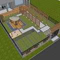 Beautiful Courtyard Garden Design With Lush Grass Wooden Deck Pergola And Outdoor Seating