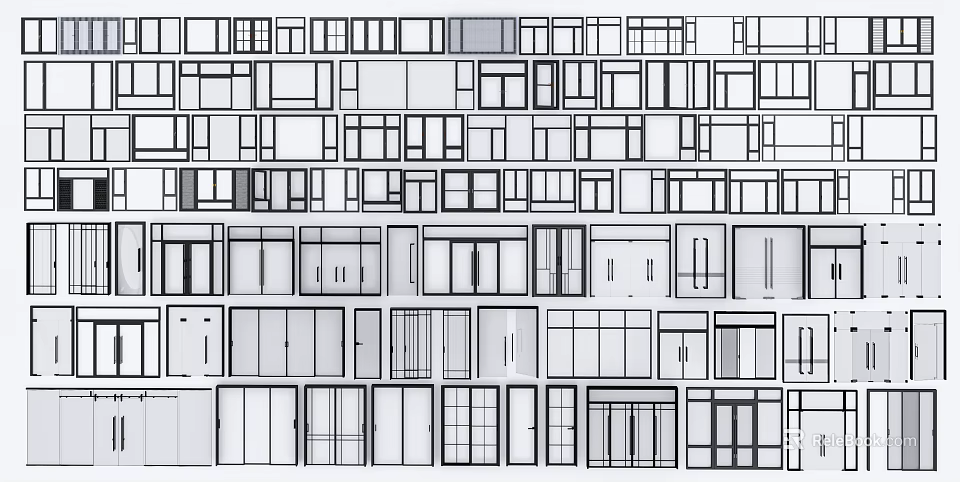 Detailed Windows And Doors Design Floor Plan With Architectural Layouts 3d model 