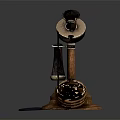 Vintage Telephone With Wooden Base Horn Shaped Receiver And Round Dial