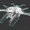 Futuristic Sci Fi Ship With Mechanical Structure Twin Engines And Propellers