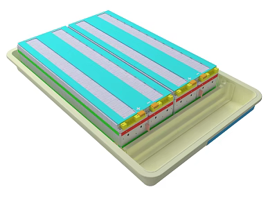 Multi Layered Light Base Tray With Blue White Stripes And Divided Sections 3d model