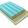Multi Layered Light Base Tray With Blue White Stripes And Divided Sections