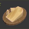 Rustic Wooden Tray Featuring Fresh Cheese Block and Small Cheese Piece