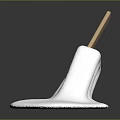 Melting White Creamy Ice Cream With Wooden Stick On Dark Background