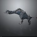 Fantasy Character Design Of Blue And White Textured Creature With Spiked Head And Sharp Teeth
