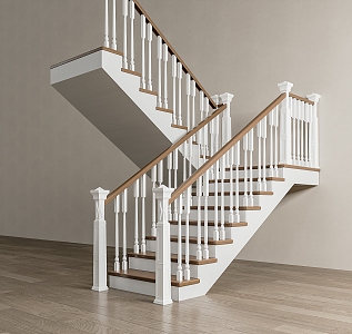 American Stairs Solid Wood Railing Stairs Corner Stairs Indoor Stairs Wooden Stairs 3d model