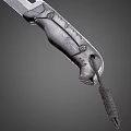Tactical Military Style Knife With Textured Blade And Ergonomic Handle Design