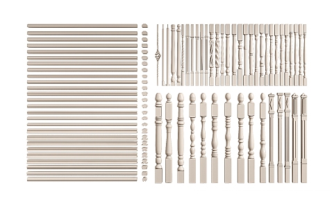 European style baluster, baluster, handrail, upright post, upright post 3d model