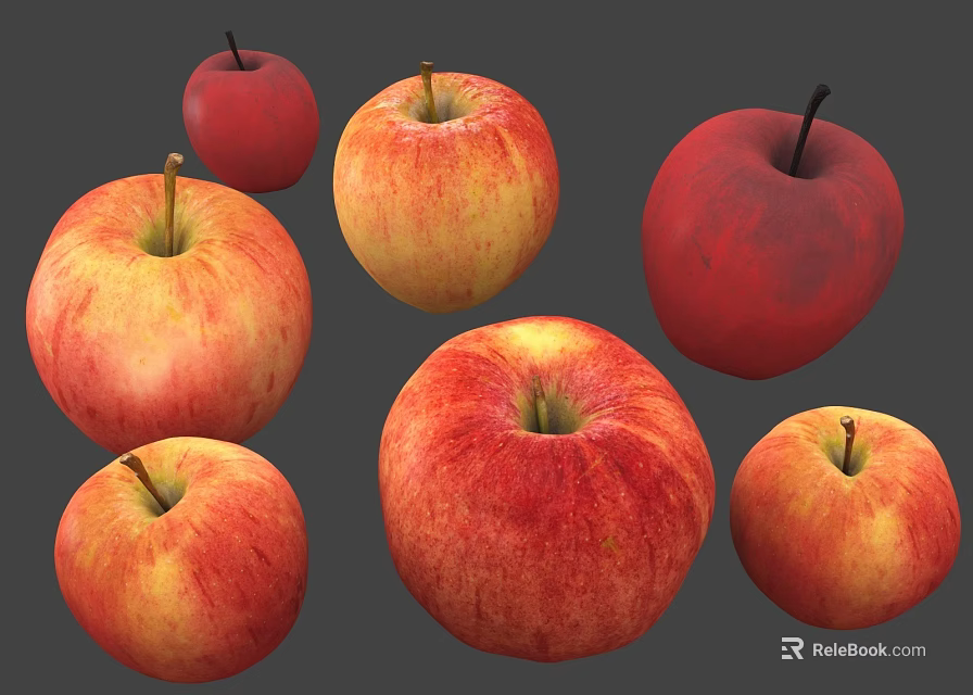Fresh Ripe Apples With Vibrant Red And Yellow Red Colors For Healthy Daily Snacks 3d model 