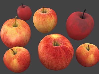 Fresh Ripe Apples With Vibrant Red And Yellow Red Colors For Healthy Daily Snacks 3d model