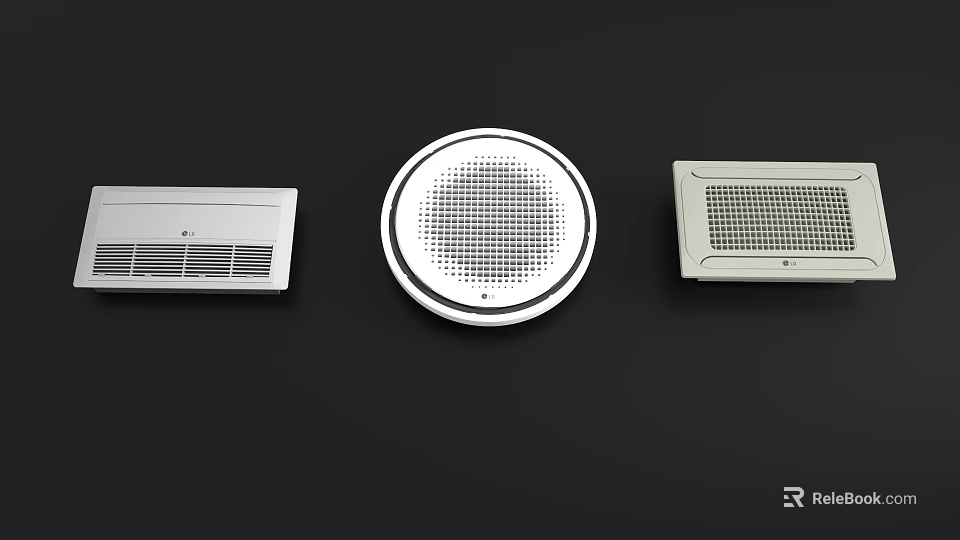 Air Conditioner Fan with Different Ceiling Mounted Designs and Grille Covers 3d model 