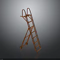 Sturdy Orange Foldable Industrial Ladder With Wheels And Safety Rails