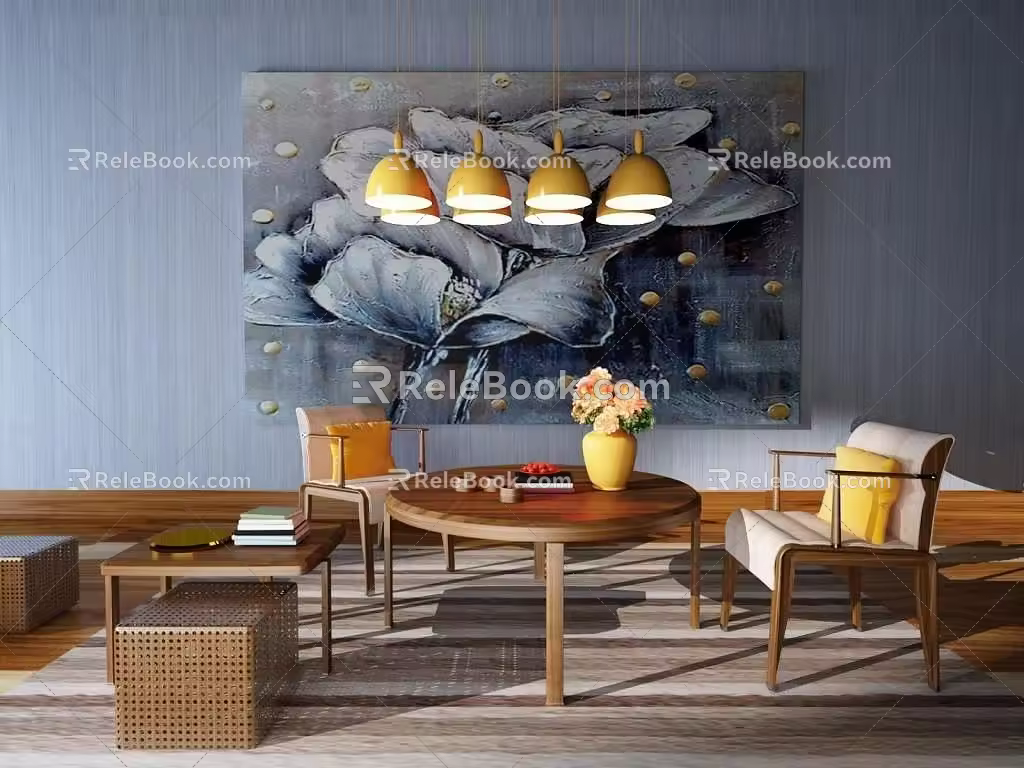 Casual table and chair combination 3d model