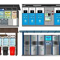Modern Public Facilities For Waste Sorting With Recycling Bins And Electronic Panels 3d model