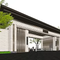 New Chinese style gate community entrance and exit community gate head community pedestrian car entrance and exit pedestrian gate machine fire truck entrance and exit community security pavilion 3d model