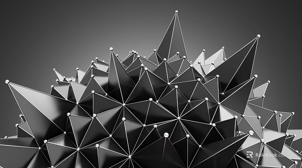 Modern Commercial Equipment With Black Silver Geometric Polyhedron Metallic Texture Design 3d model 