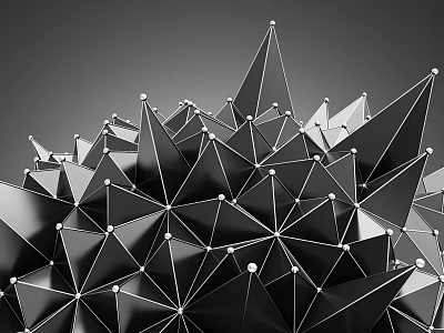 Modern Commercial Equipment With Black Silver Geometric Polyhedron Metallic Texture Design 3d model