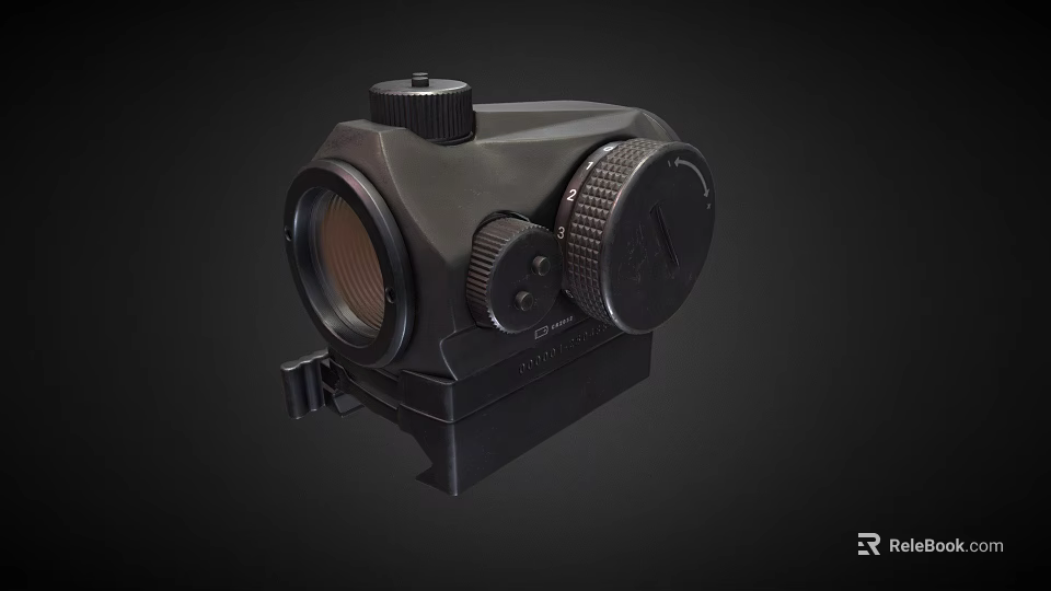 Tactical Weapon Optic Sight With Adjustable Knobs And Black Mount Design 3d model 