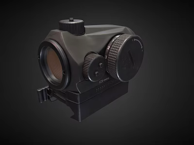 Tactical Weapon Optic Sight With Adjustable Knobs And Black Mount Design 3d model
