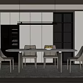 Modern Restaurant Dining Table and Chair Sideboard 3d model