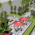 Roof Garden Design With Lush Palm Trees Seating Areas And Paved Walkways