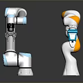 Modern White And Gray Robotic Arms With Blue Orange Accents For Industrial Automation