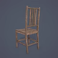 Rustic Wooden Table And Chair Set With Solid Wood Construction And Slatted Back Design 3d model