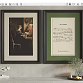Two Framed Artworks On Wall Featuring Painting Text Print And Small Decor