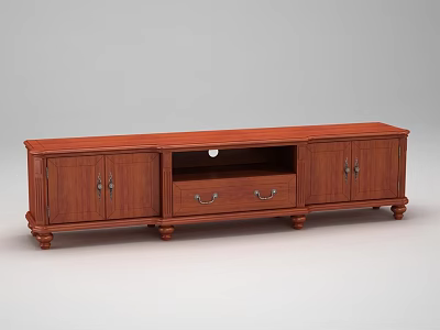 Wooden TV Stand With Cabinet Doors Drawer And Classic Leg Design 3d model