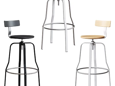 Modern Bar Stools With Metal Frames And Different Colored Seats Design 3d model