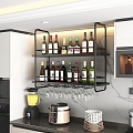 Modern Simple Restaurant Light Luxury Wine Rack Storage Rack 3d model