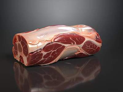 Fresh Marbled Raw Beef Chunk With Red Meat And White Fat Texture 3d model