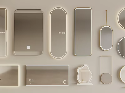 Modern Mirror Collection with Various Shapes Frameless and Oval Designs for Home Decor 3d model