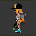 Game Character In White Tank Top With ZAP Cap Pointed Ears Goggles Jetpacks And Weapons