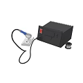 Black Heat Gun Equipment With Blue Nozzle Power Adapter And Tape Roll