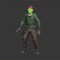 Daily Life Clothing And Accessories Set With Green Jacket Brown Pants Hat Gloves And Belt