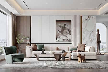 modern living room villa living room 3d model