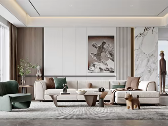 modern living room villa living room 3d model