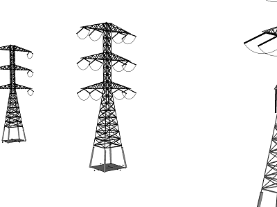Modern tower high voltage line 3d model