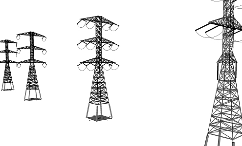 Modern tower high voltage line 3d model