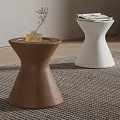 Modern Brown And White Side Tables With Gold Decor Magazines And Dried Branches On Rug