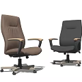 Ergonomic Office Chairs with Leather Upholstery Armrests and Wheels in Brown Black Design
