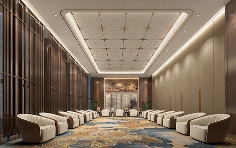 New Chinese Conference Room Xiantao Grand Theater VIP Lounge Xiantao Grand Theater New Lounge 2 3d model