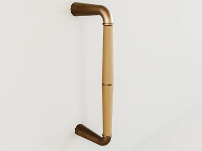 Sleek Brass Handle with Modern Design Mounted on White Wall Surface 3d model