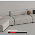 Modern Light Gray Fabric Sectional Sofa With Decorative Ball And Cushions 3d model