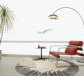 Modern Leisure Chair Single Chair Round Carpet Venetian Blinds 3d model