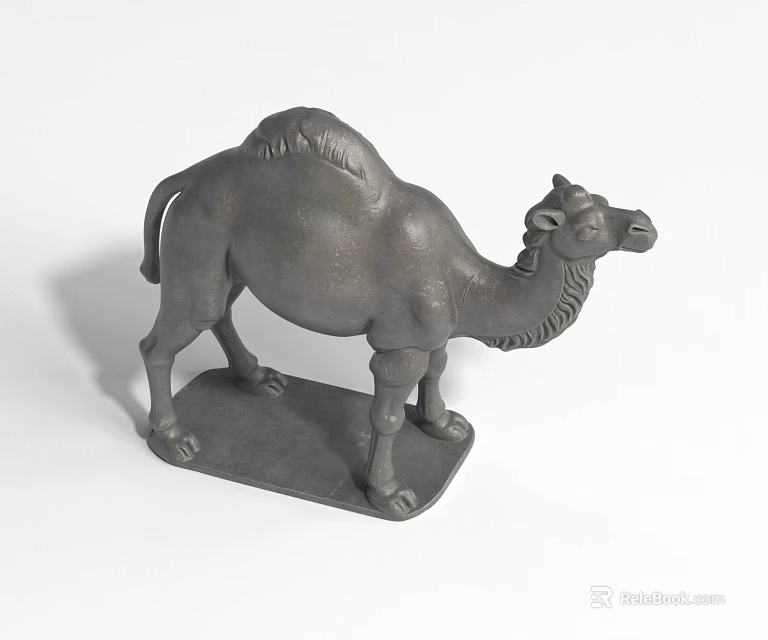 Gray Camel Landscape Sculpture With Single Hump Standing On Solid Base 3d model 